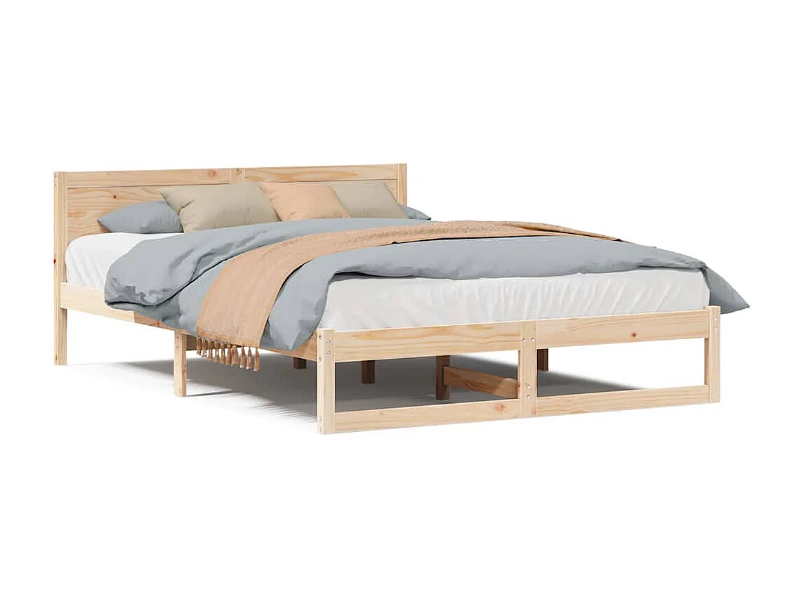 Struttura letto marrone 160 x 200 cm in legno massello di pino