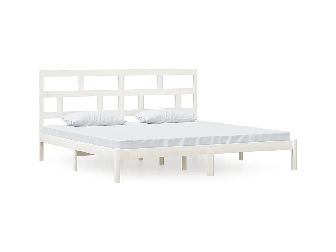 Struttura letto senza materasso in legno massello di pino bianco 200x200 cm