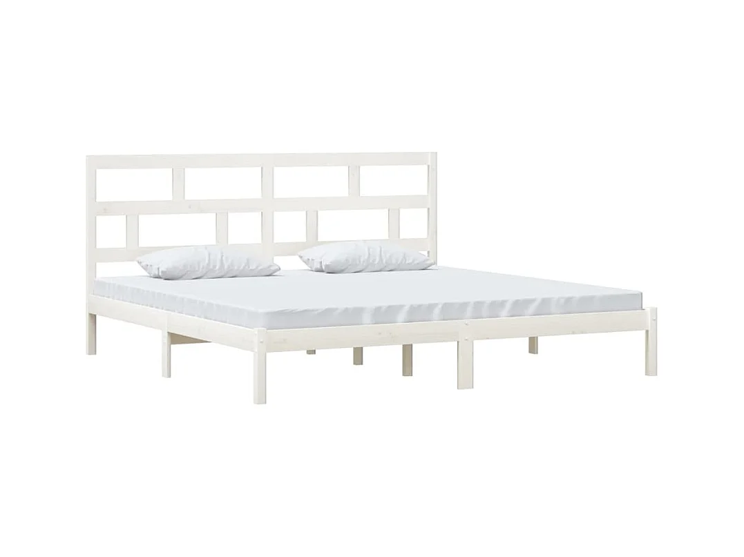 Struttura letto senza materasso in legno massello di pino bianco 200x200 cm
