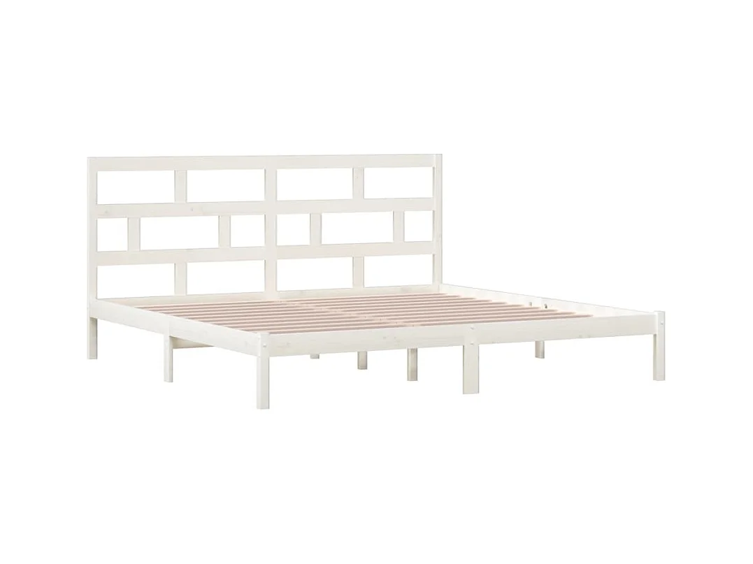 Struttura letto senza materasso in legno massello di pino bianco 200x200 cm