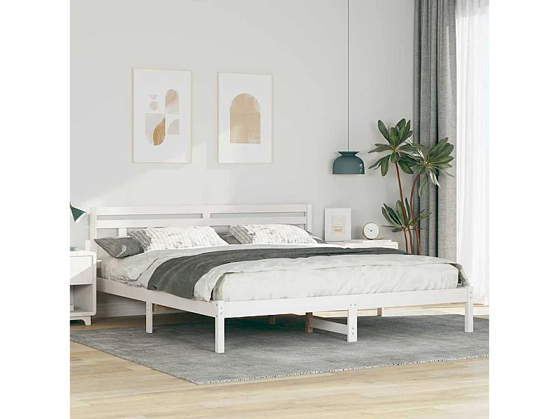 Bedframe met hoofdeinde Wit Massief grenenhout