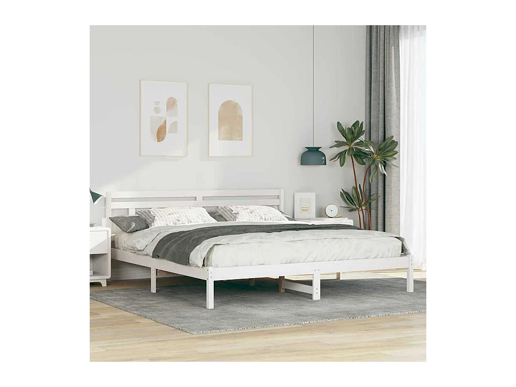 Bedframe met hoofdeinde Wit Massief grenenhout