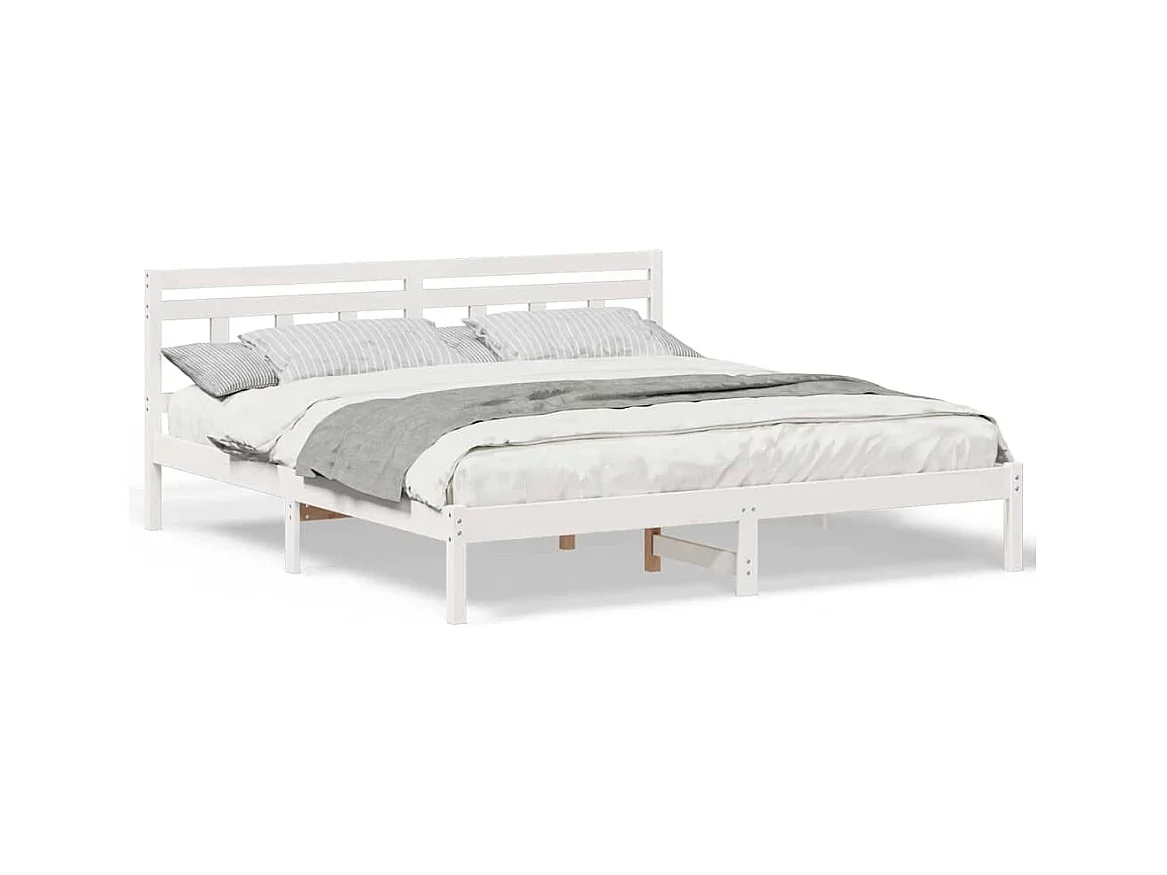 Bedframe met hoofdeinde Wit Massief grenenhout