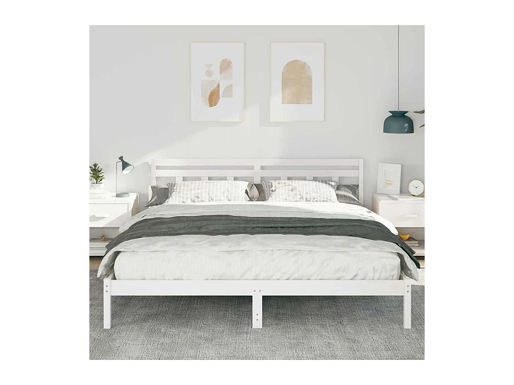 Bedframe met hoofdeinde Wit Massief grenenhout