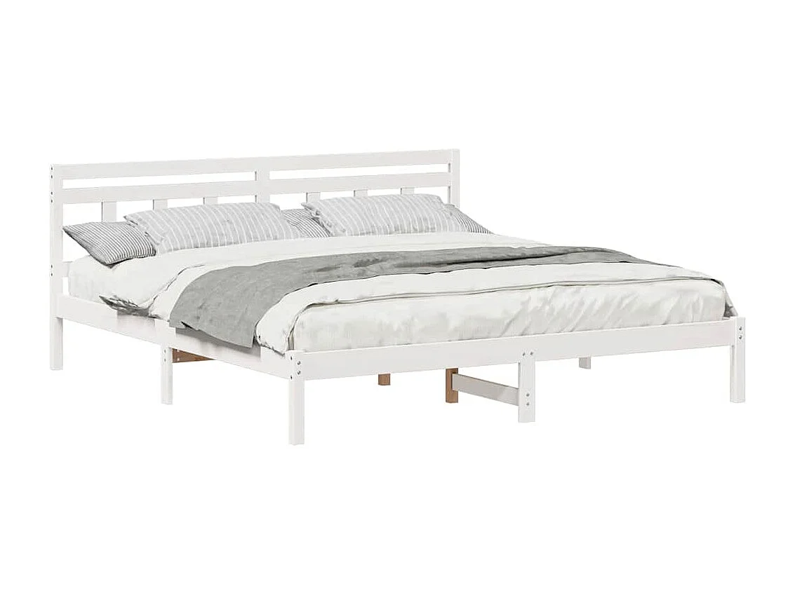 Cadre de lit avec tête de lit Blanc Bois massif en pin