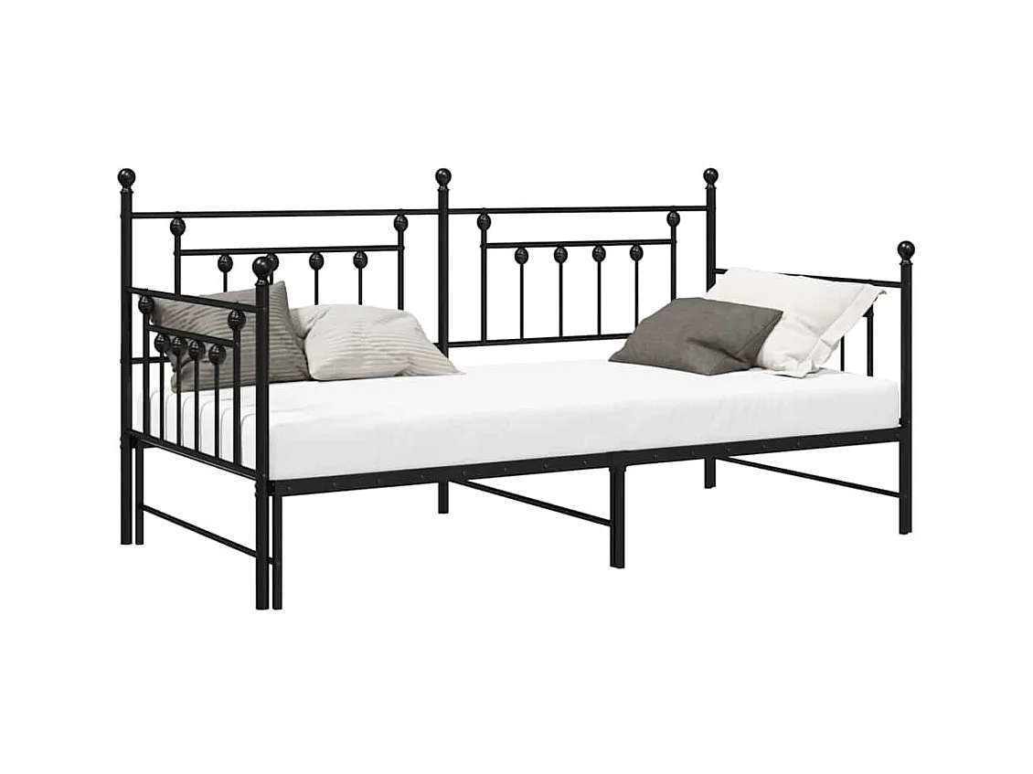 Daybedframe met hoofdbord Zwart 90 x 200 cm Staal