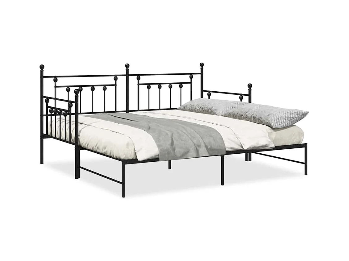 Daybedframe met hoofdbord Zwart 90 x 200 cm Staal