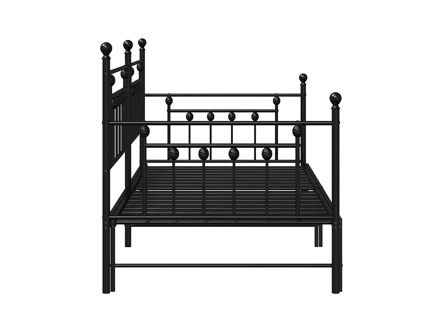 Daybedframe met hoofdbord Zwart 90 x 200 cm Staal