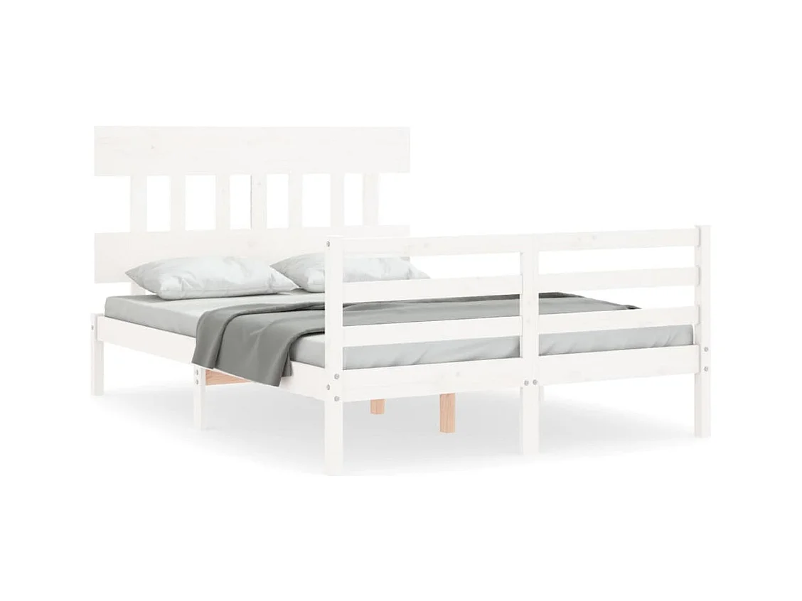 Estructura de cama sin colchón blanco 140x190 cm madera maciza