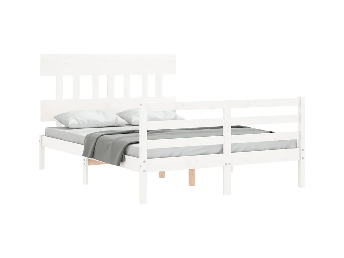 Estructura de cama sin colchón blanco 140x190 cm madera maciza