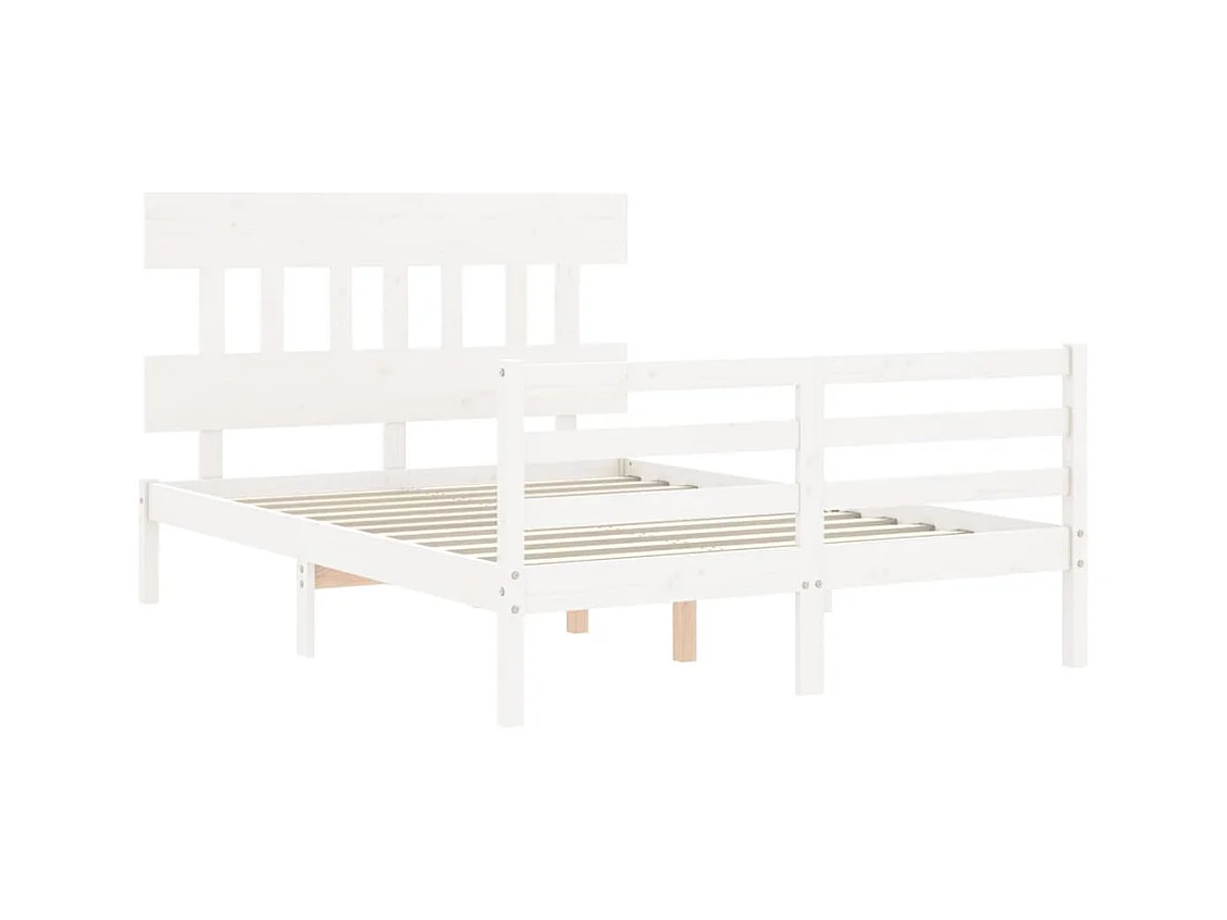 Estructura de cama sin colchón blanco 140x190 cm madera maciza