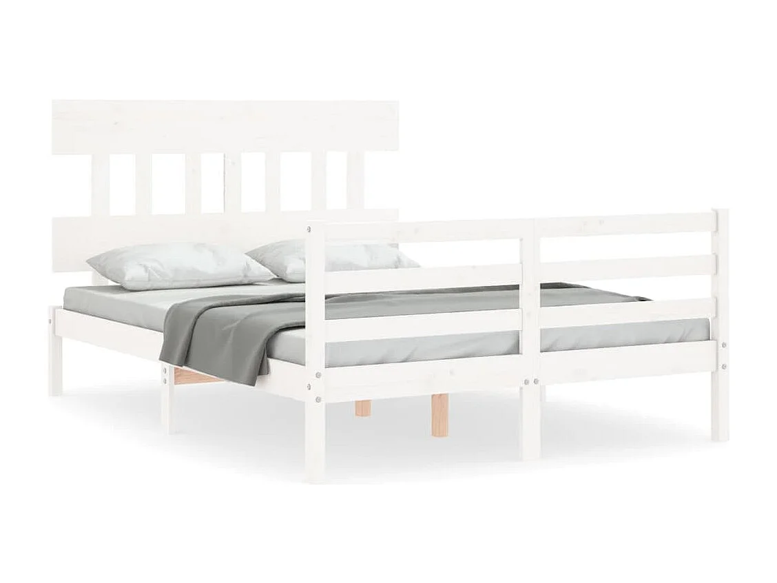 Cadre de lit sans matelas blanc 140x190 cm bois massif
