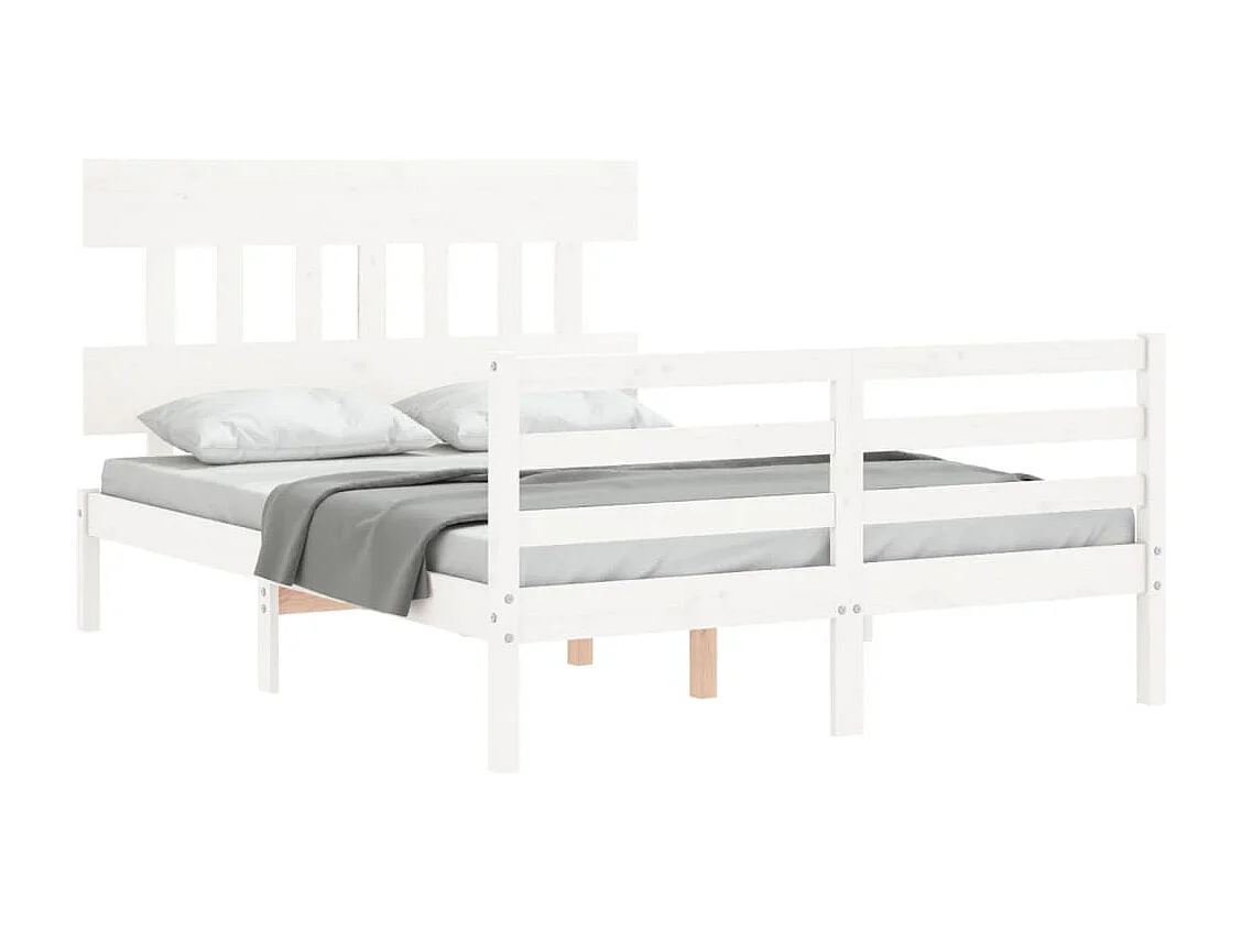 Cadre de lit sans matelas blanc 140x190 cm bois massif