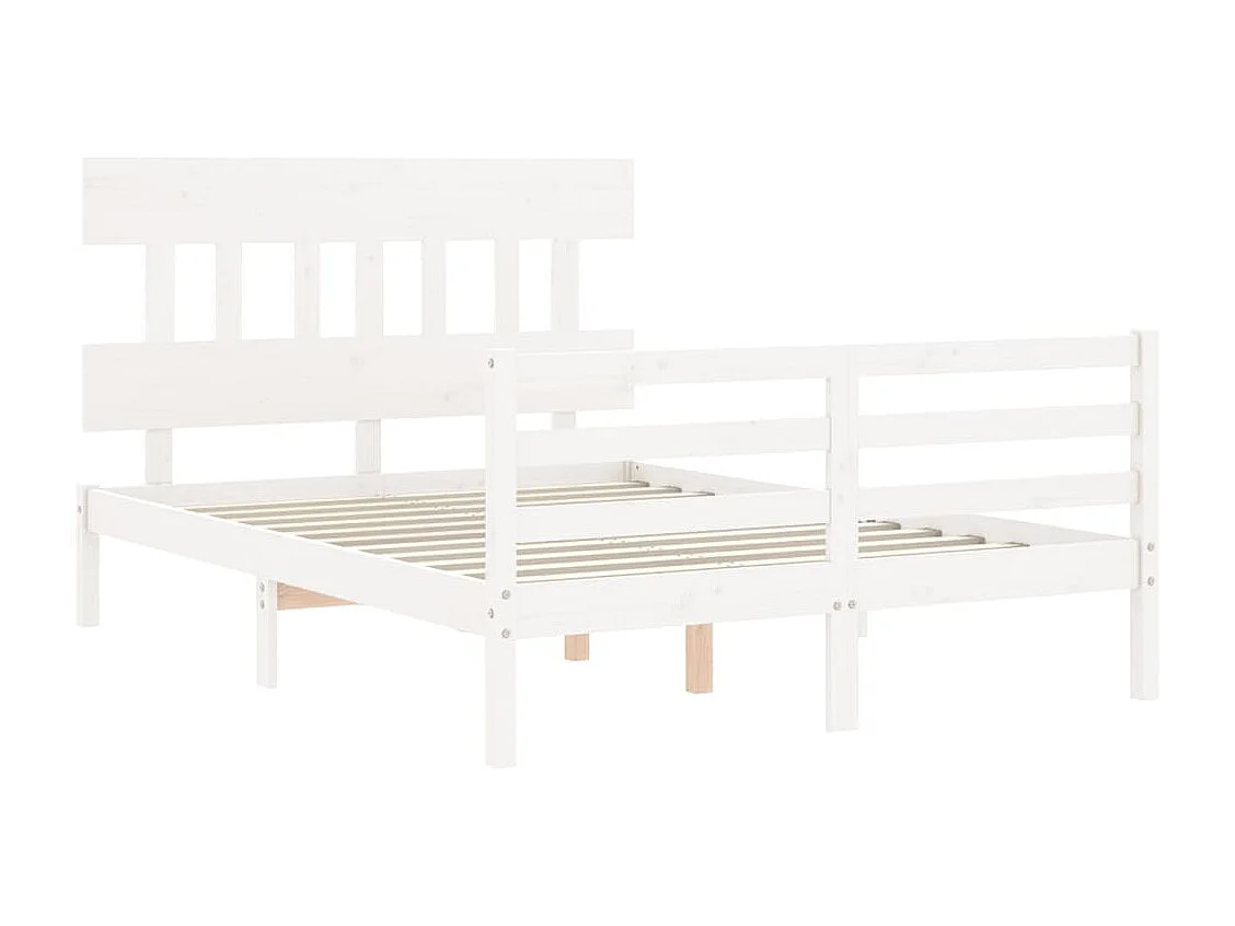Cadre de lit sans matelas blanc 140x190 cm bois massif