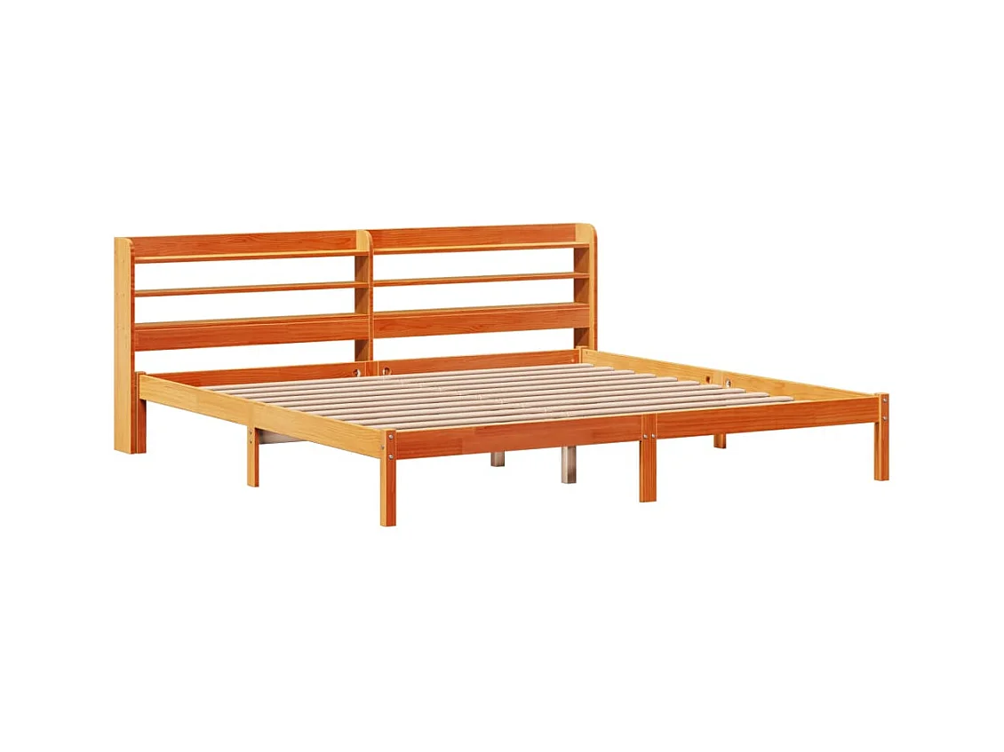 Bettrahmen und Kopfteil ohne Matratze braun gewachst 200x200 cm