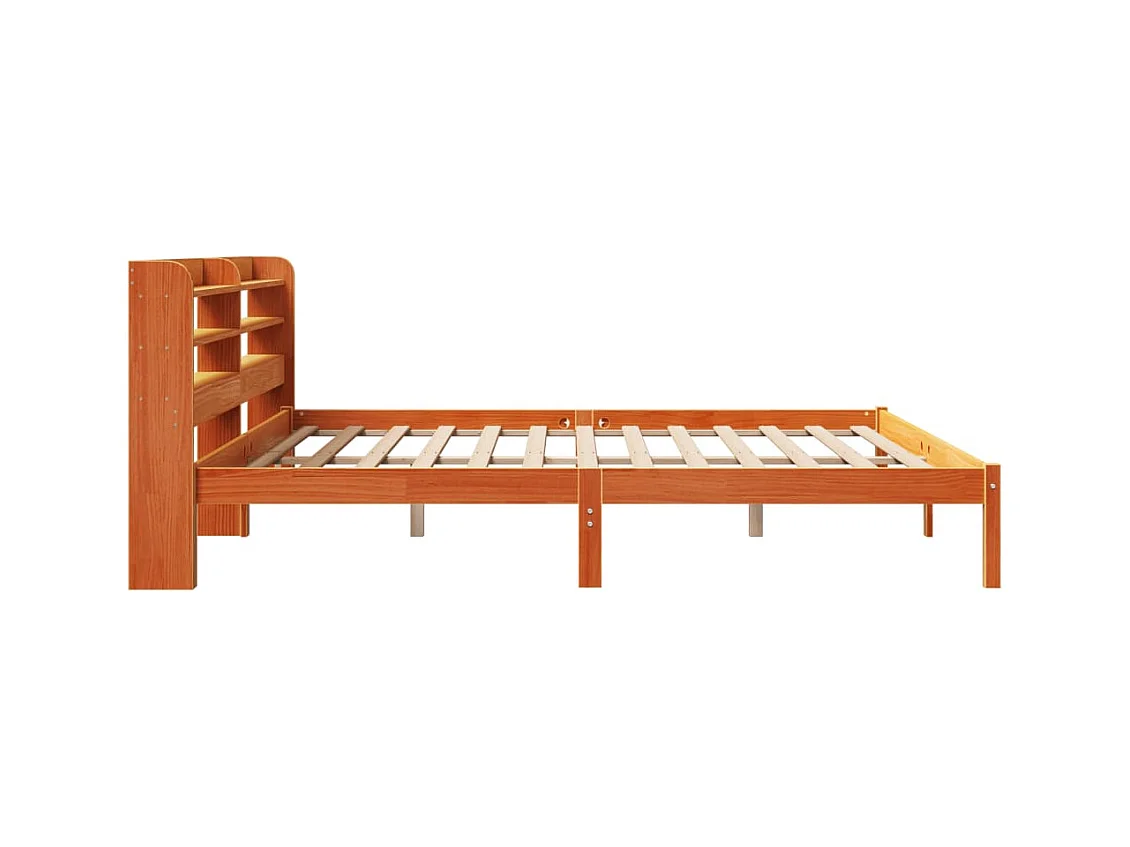 Bettrahmen und Kopfteil ohne Matratze braun gewachst 200x200 cm