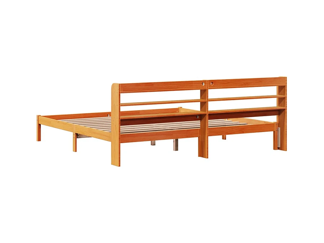 Bettrahmen und Kopfteil ohne Matratze braun gewachst 200x200 cm