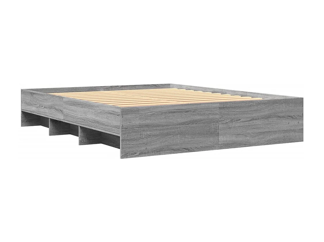Estructura de cama sin colchón Sonoma gris 160x200cm madera de ingeniería