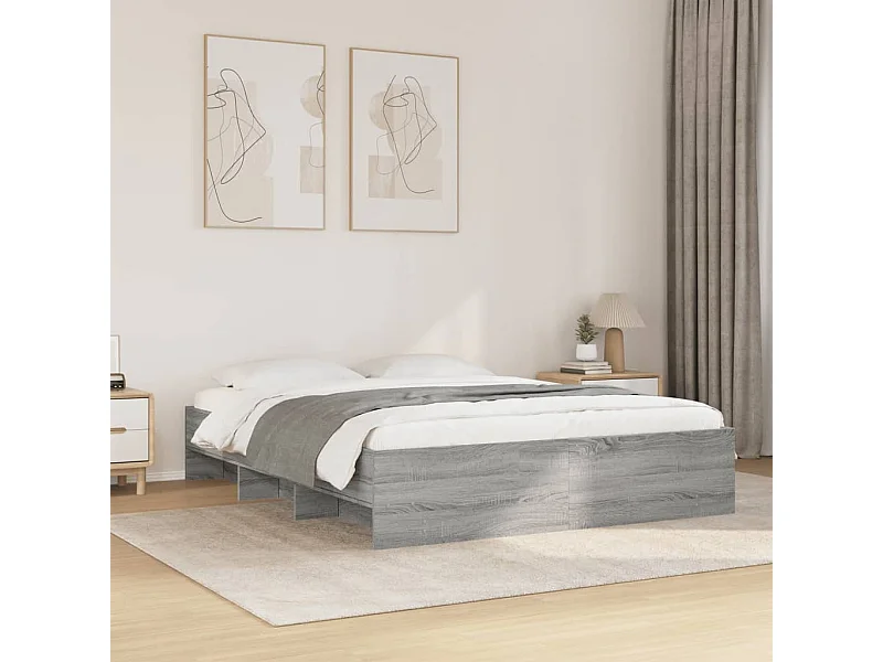 Struttura letto senza materasso Sonoma grigio 160x200cm legno ingegnerizzato