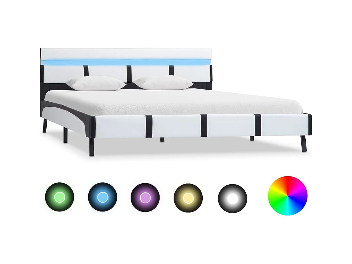 Bedframe met LED zonder matras wit 160x200 cm