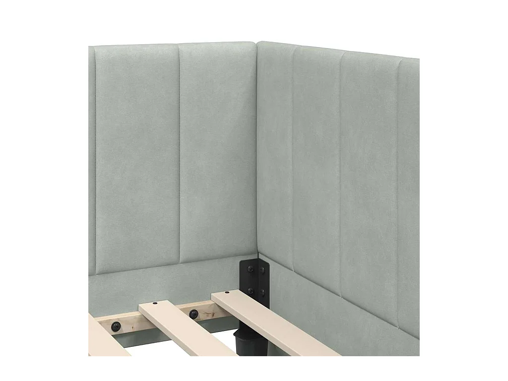 Cadre de lit d'angle Gris clair 100 x 200 cm Velours