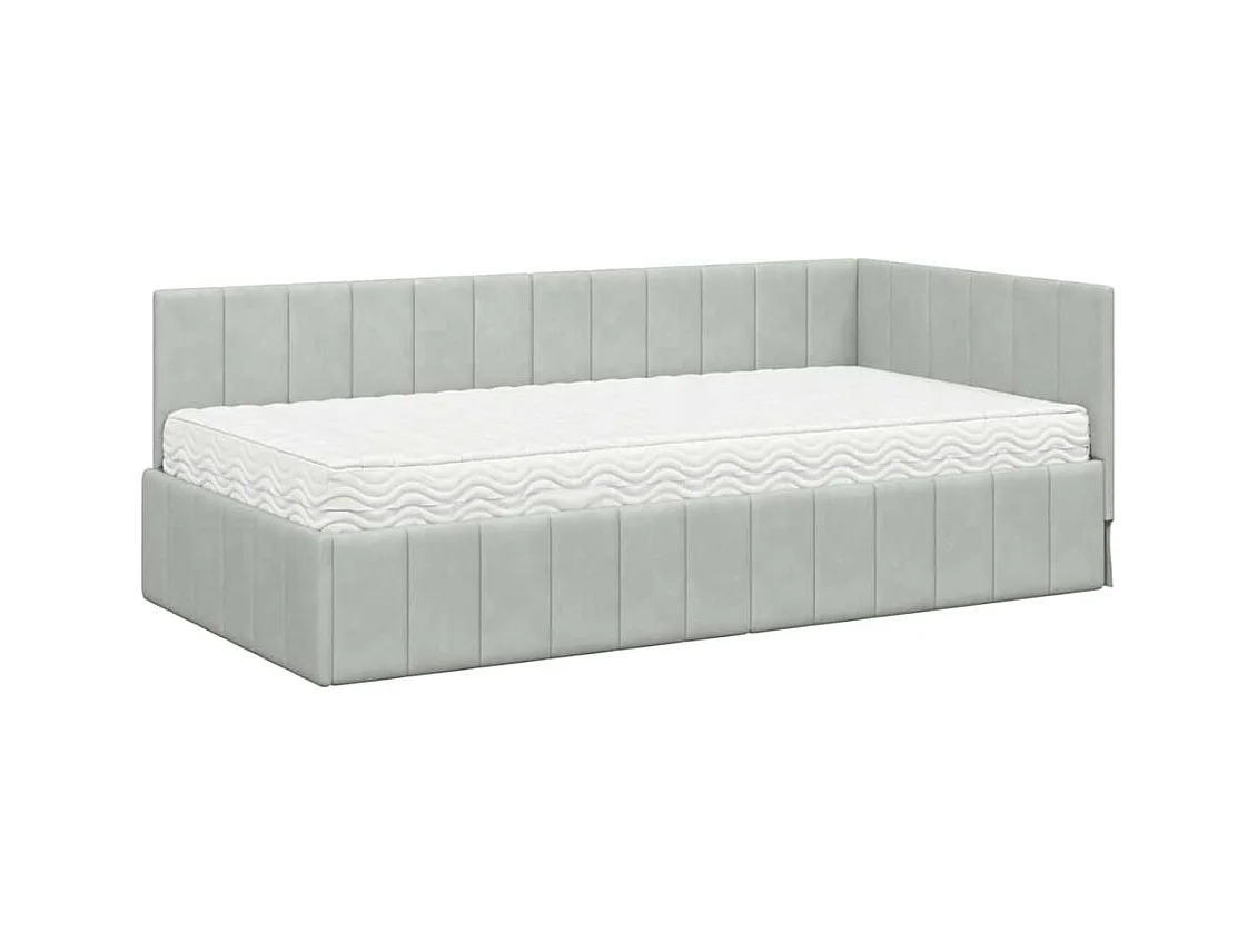 Cadre de lit d'angle Gris clair 100 x 200 cm Velours
