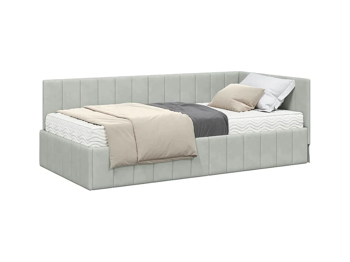 Cadre de lit d'angle Gris clair 100 x 200 cm Velours