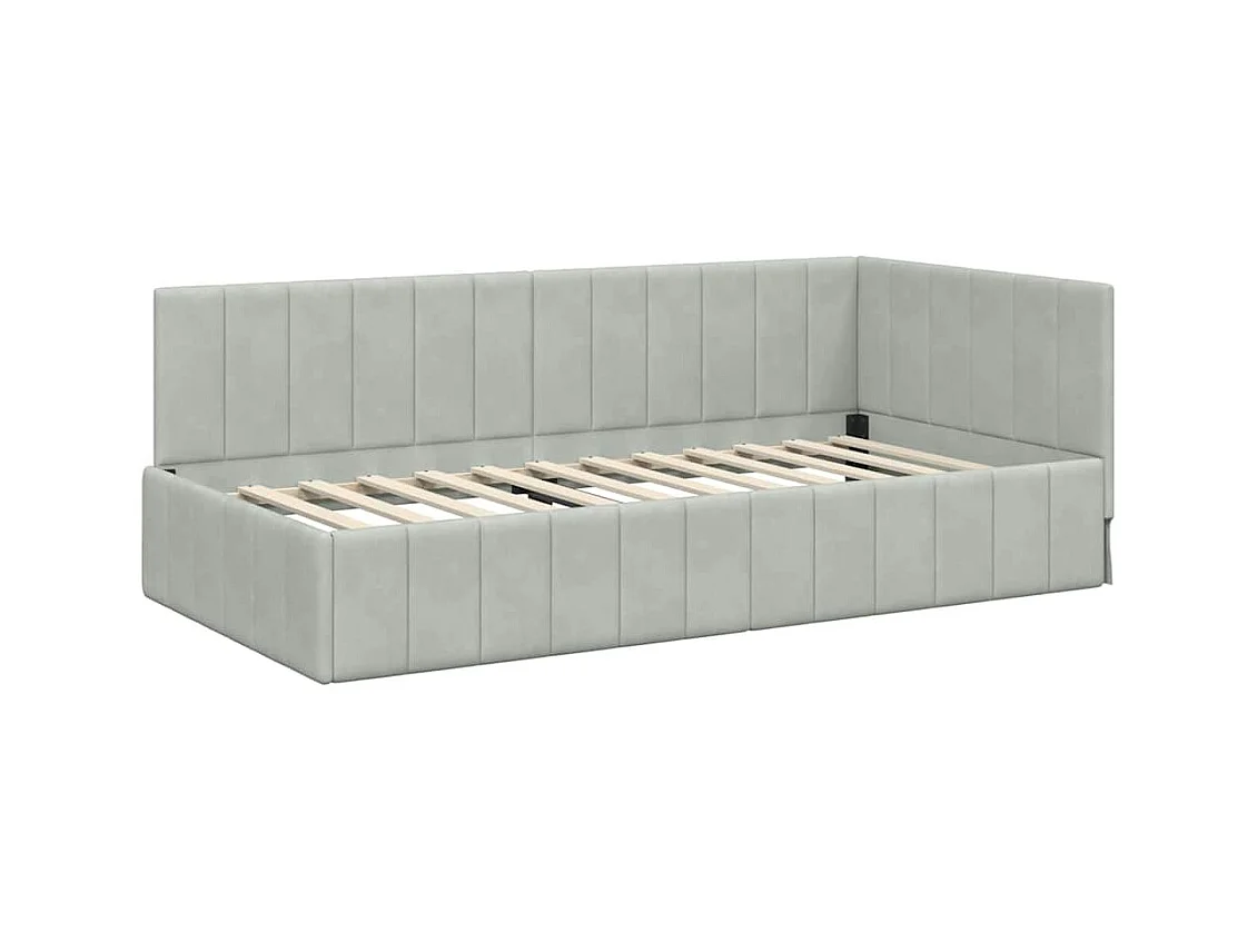 Cadre de lit d'angle Gris clair 100 x 200 cm Velours