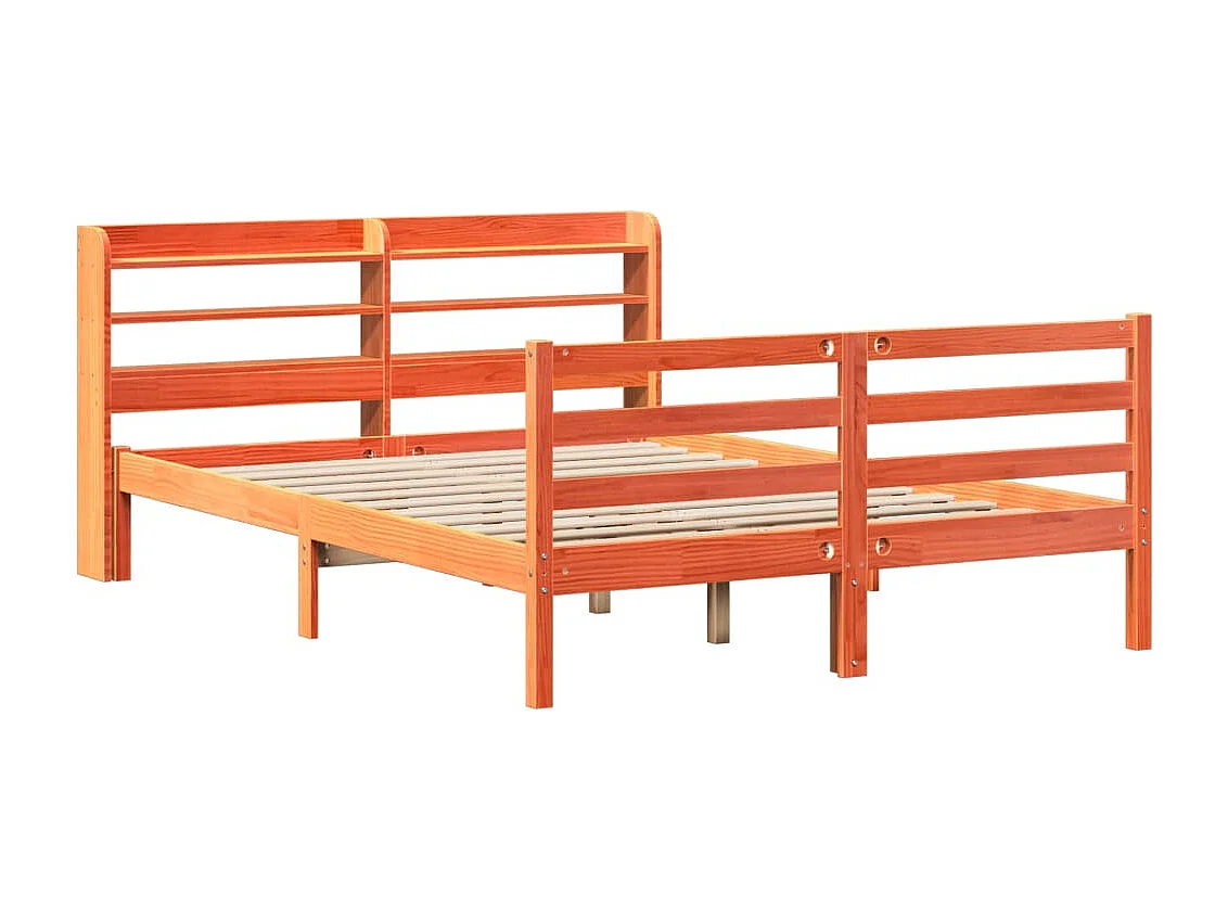 Struttura letto senza materasso cera marrone 140x190cm legno massello di pino