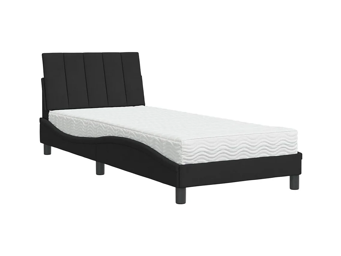 Bed met zwarte fluwelen matras 90x200 cm