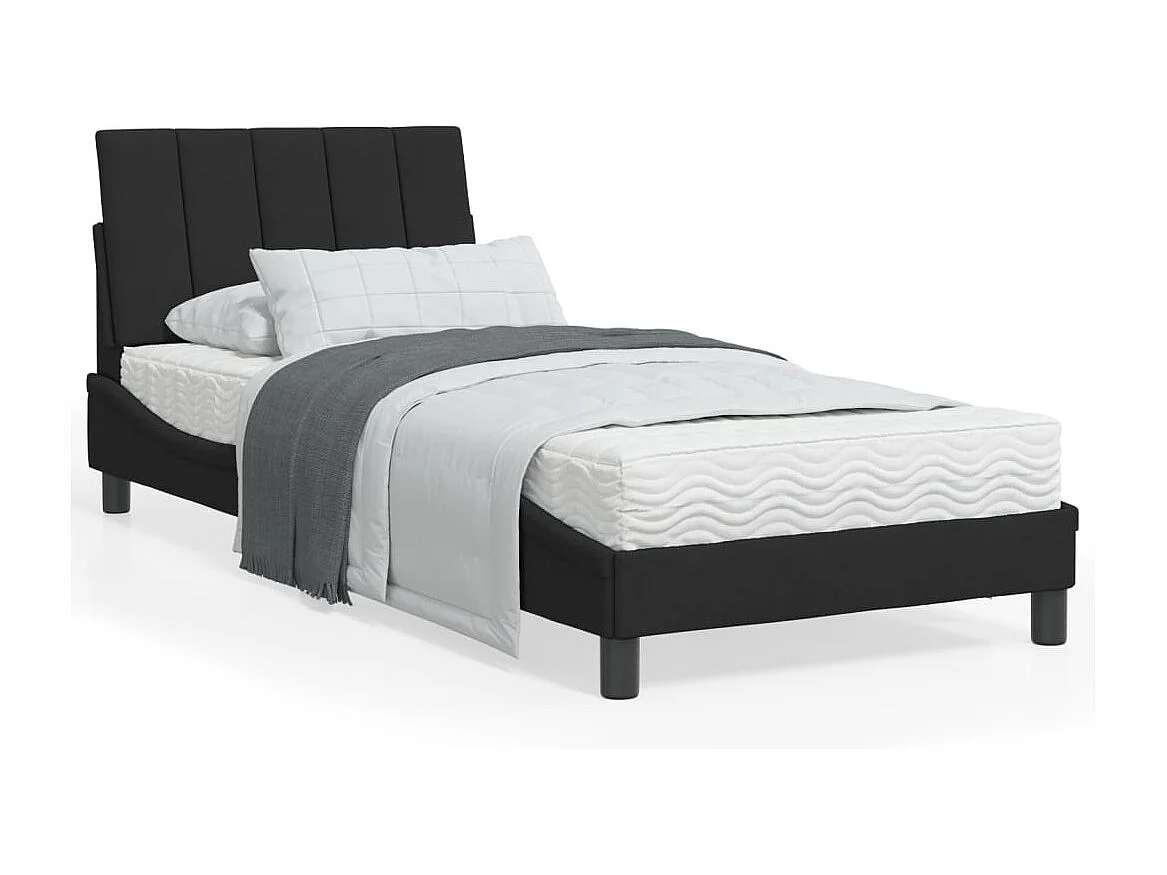 Lit avec matelas noir 90x200 cm velours