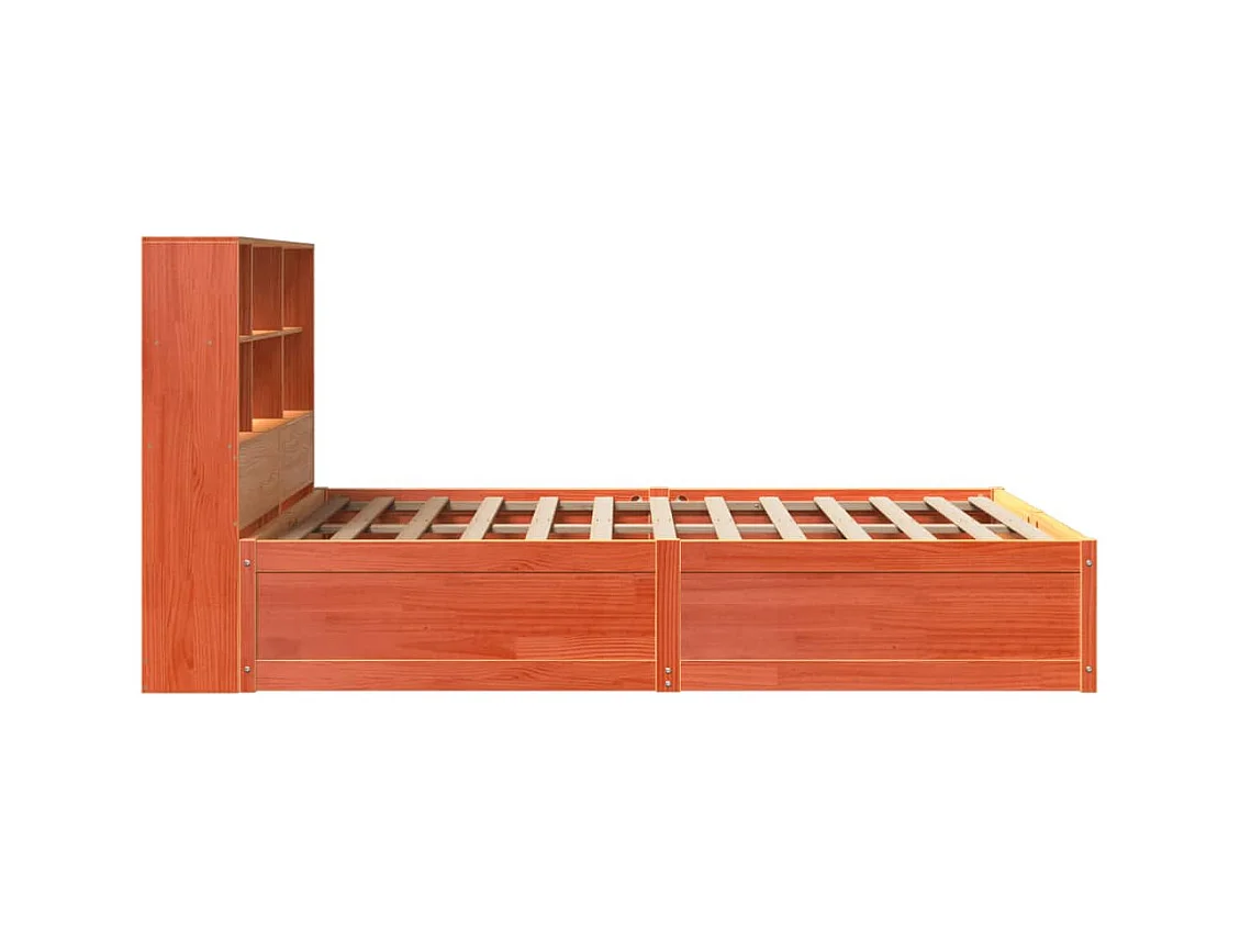 Estructura de cama sin colchón marrón cera 140x190cm madera maciza de pino