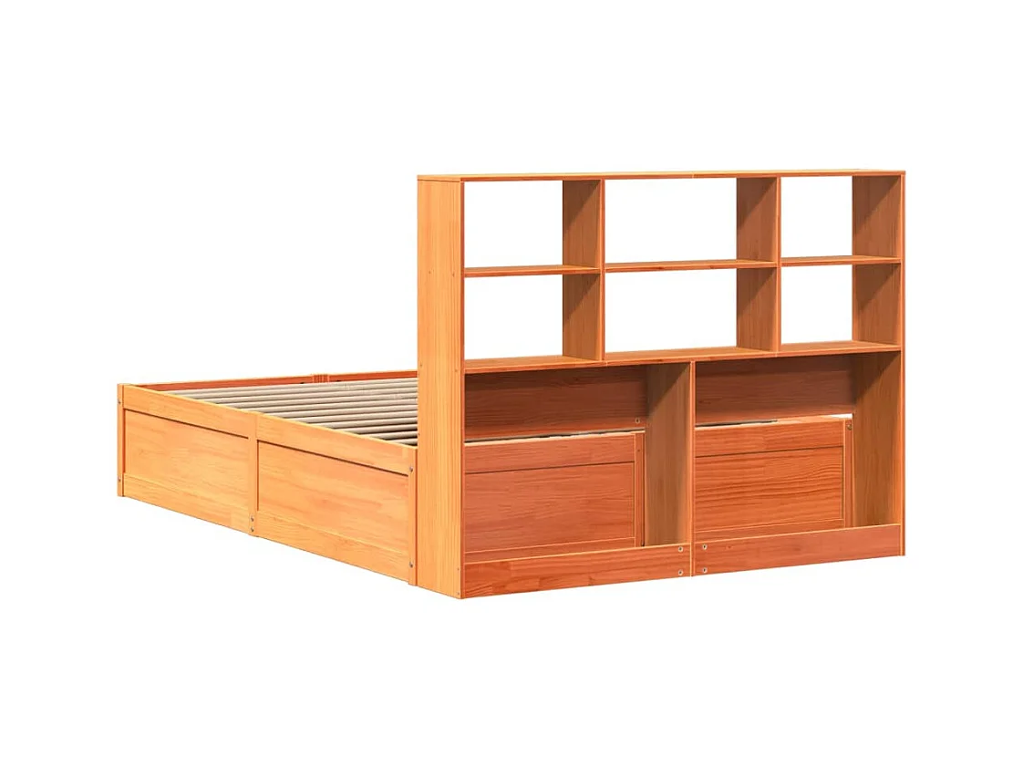 Estructura de cama sin colchón marrón cera 140x190cm madera maciza de pino