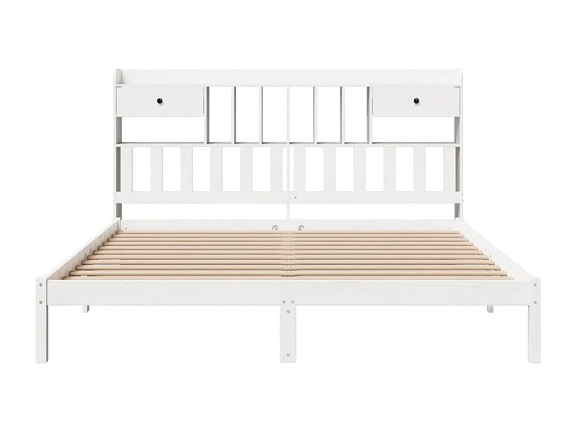 Lit bibliothèque sans matelas blanc 180x200 cm bois pin massif