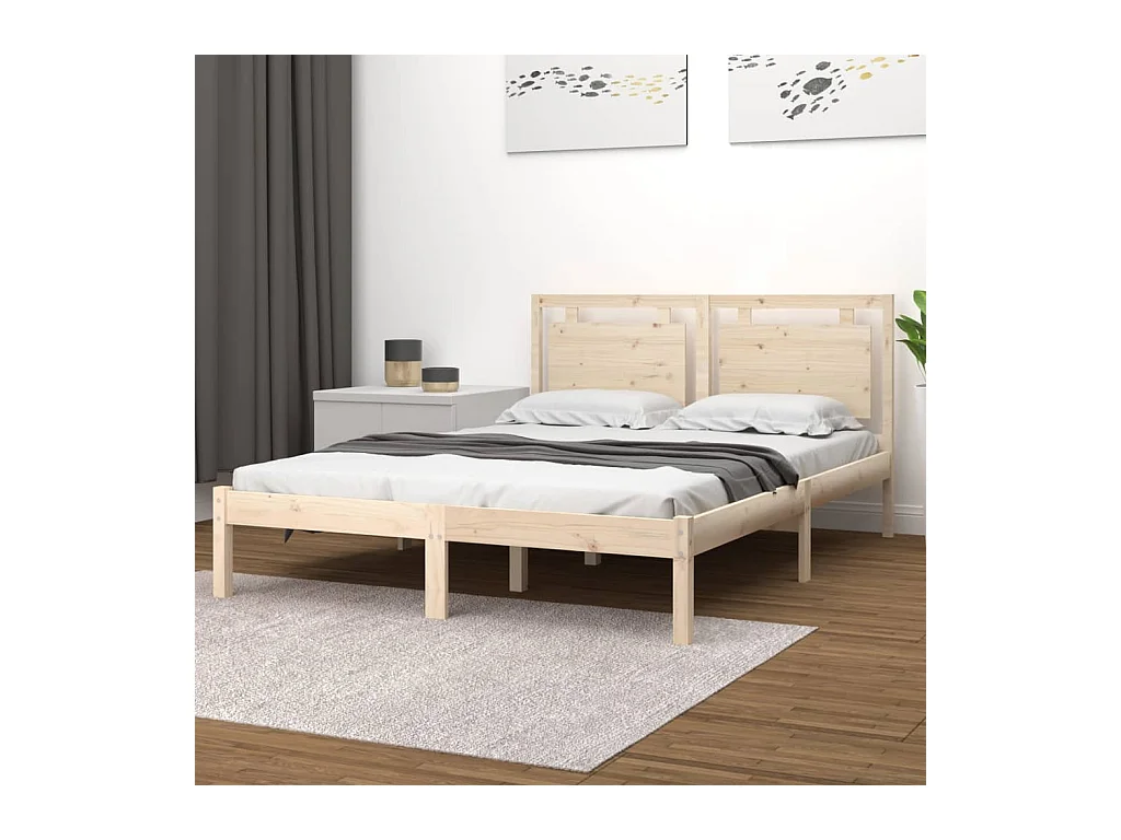 Cadre de lit sans matelas 140x190 cm bois massif