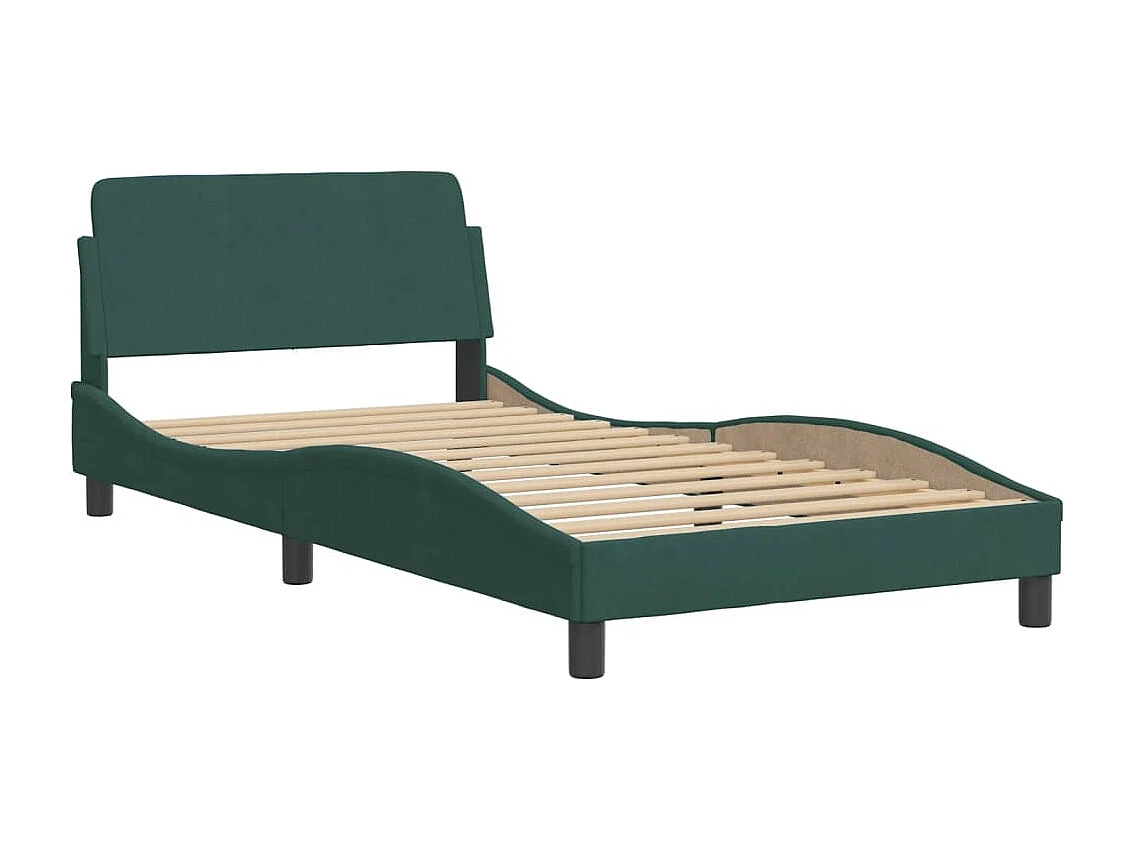 Cama con colchón verde oscuro de terciopelo 100x200 cm