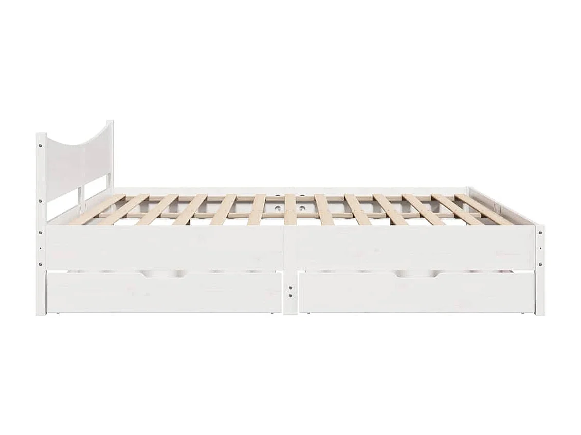Struttura letto con cassetti bianco 200x200 cm in legno massello di pino