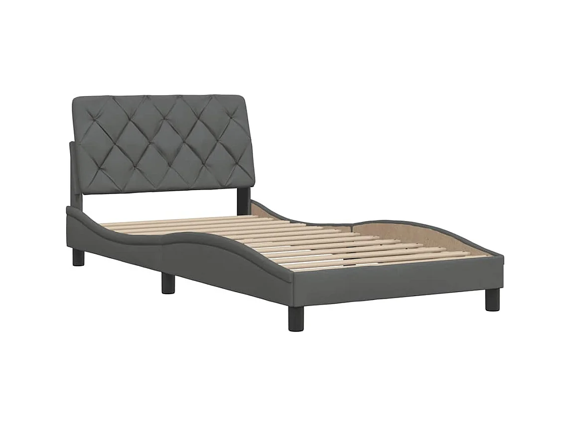 Struttura letto con LED senza materasso tessuto grigio scuro 100x200 cm