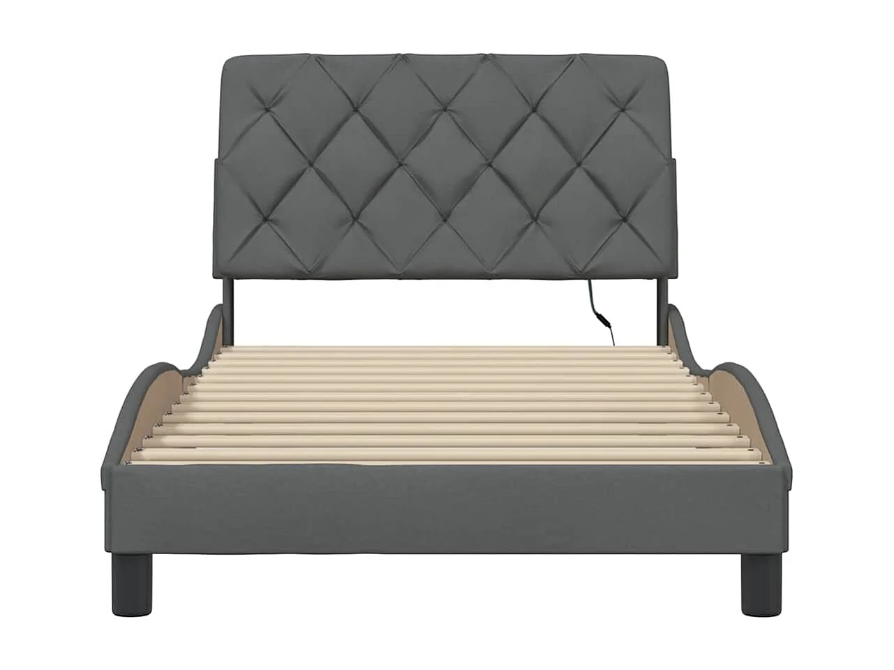 Struttura letto con LED senza materasso tessuto grigio scuro 100x200 cm