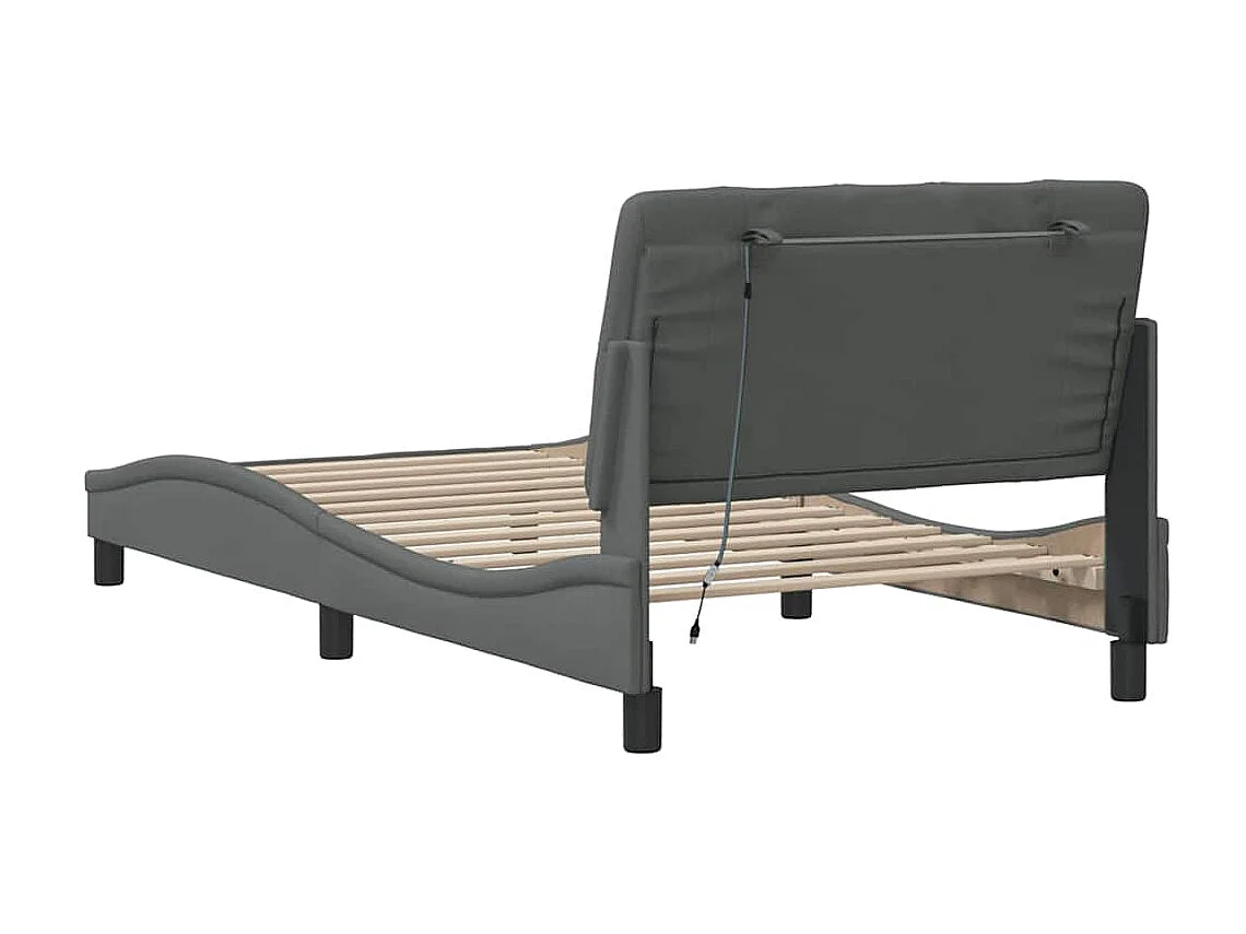 Struttura letto con LED senza materasso tessuto grigio scuro 100x200 cm