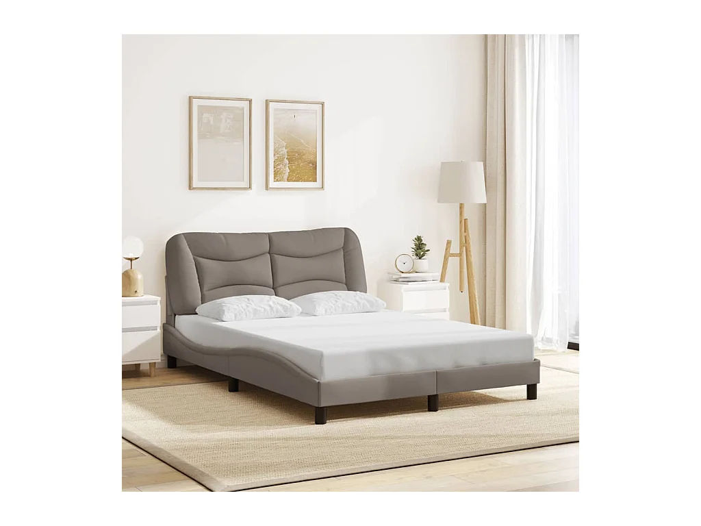 Struttura letto con LED senza materasso in tessuto tortora 120x200 cm