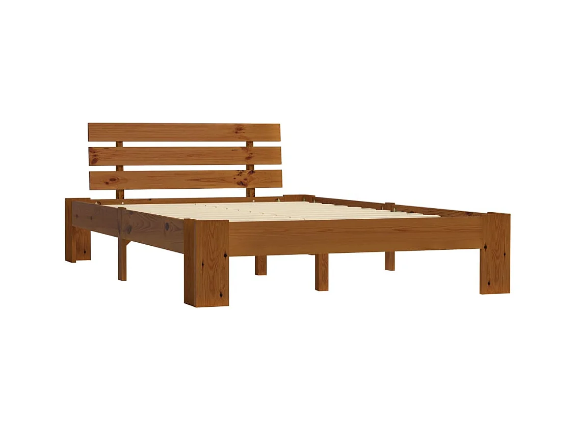 Honigbraunes Bettgestell ohne Matratze 140x200 cm aus massiver Kiefer