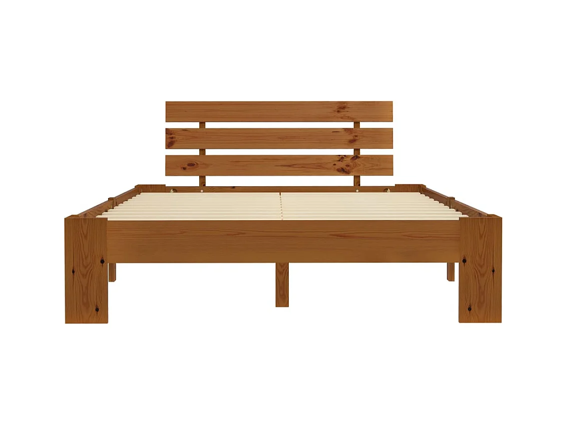 Honigbraunes Bettgestell ohne Matratze 140x200 cm aus massiver Kiefer