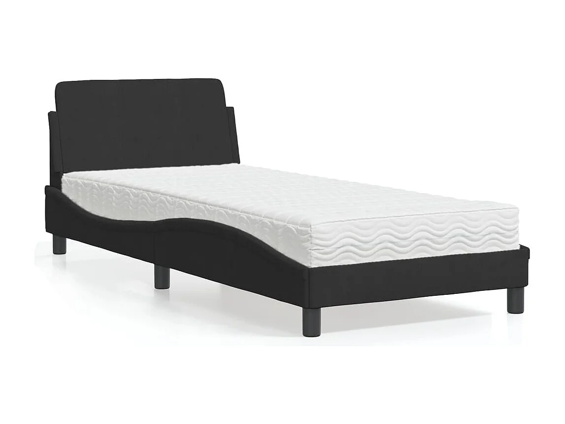 Lit avec matelas noir 80x200 cm velours
