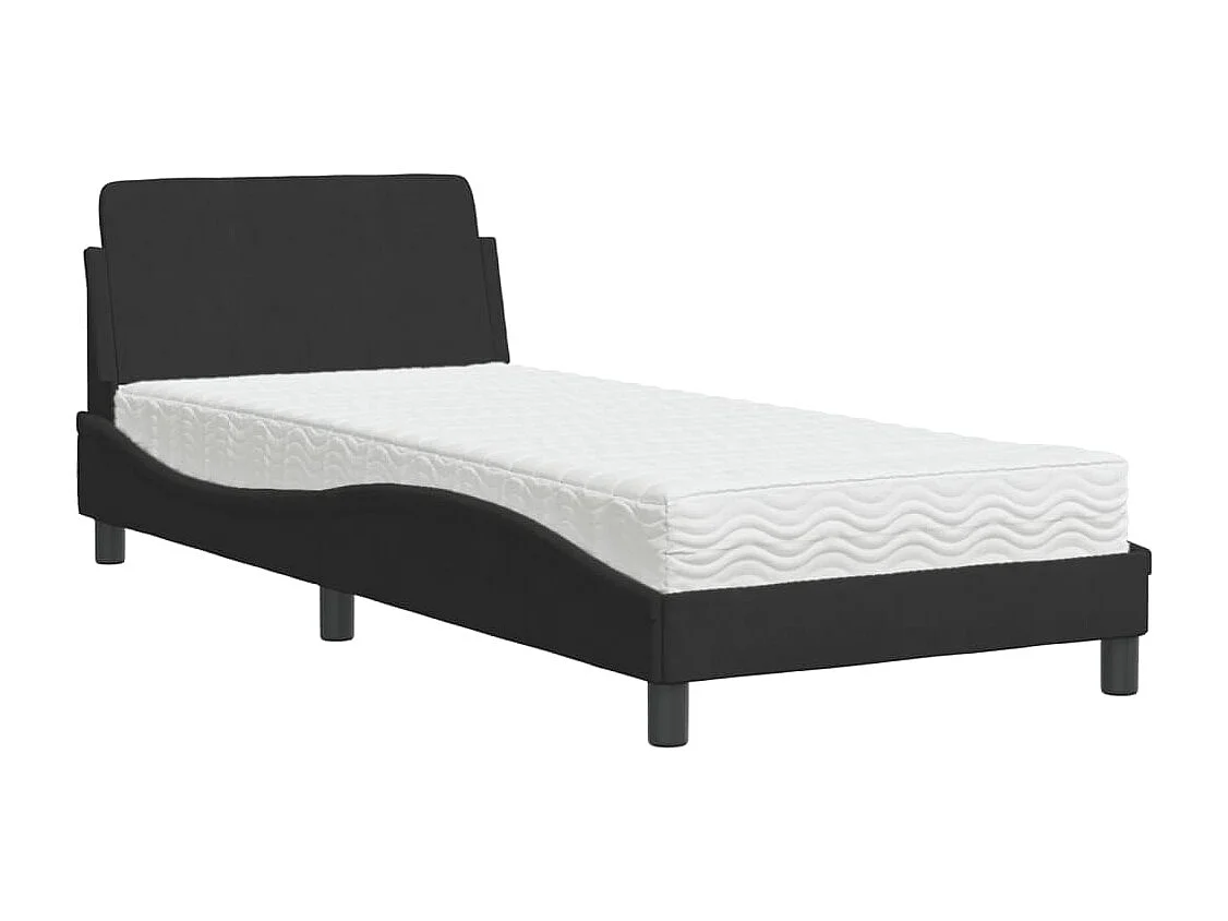 Lit avec matelas noir 80x200 cm velours
