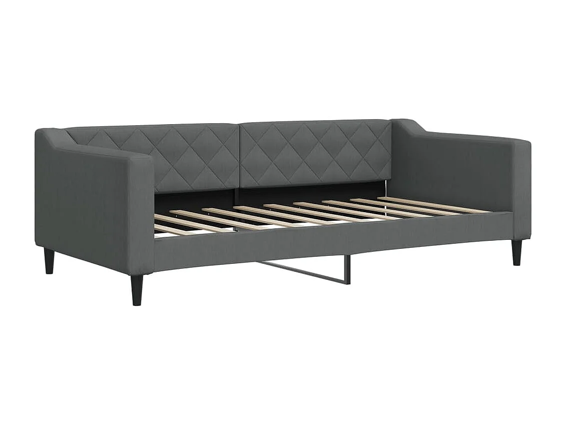 Lit de jour avec matelas gris foncé 90x190 cm tissu