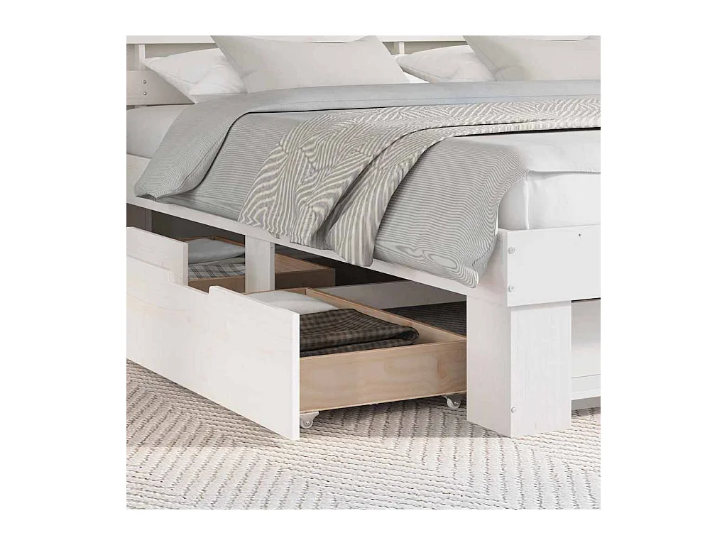 Struttura letto con cassetto Bianco 200 x 200 cm Legno massello di pino