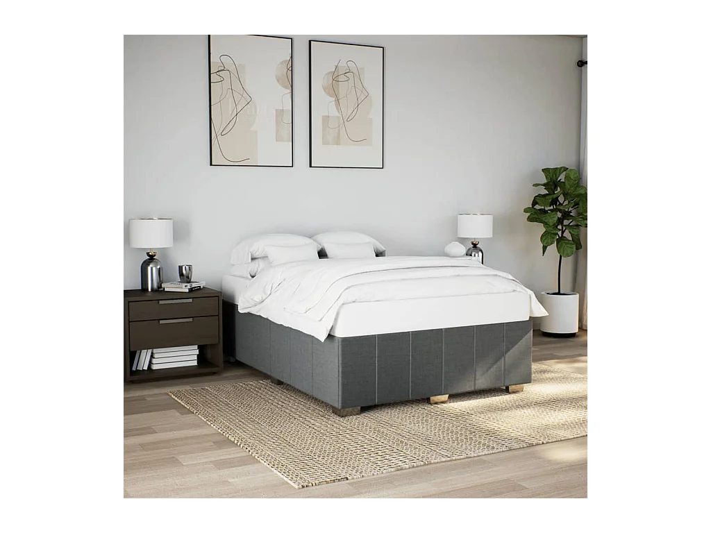 Bettgestell ohne Matratze dunkelgrau 140x200 cm Stoff