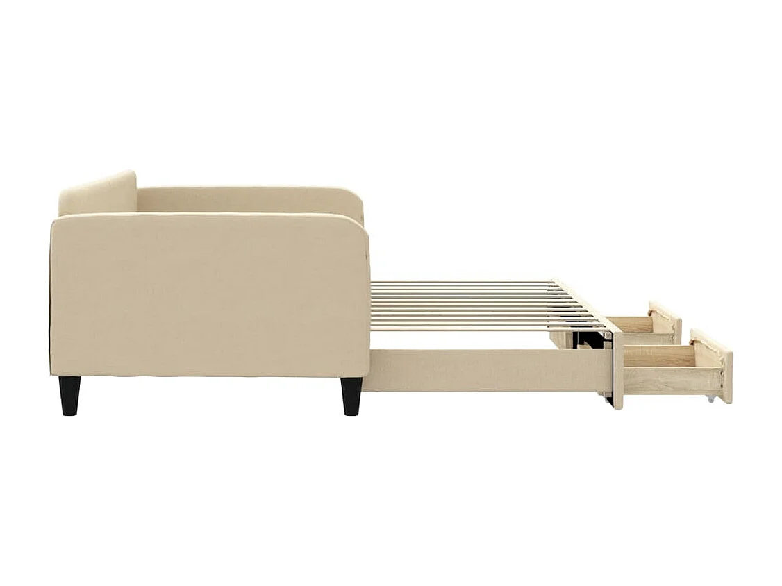 Tagesbett mit Ausziehbett und Schubladen creme 100x200 cm Stoff