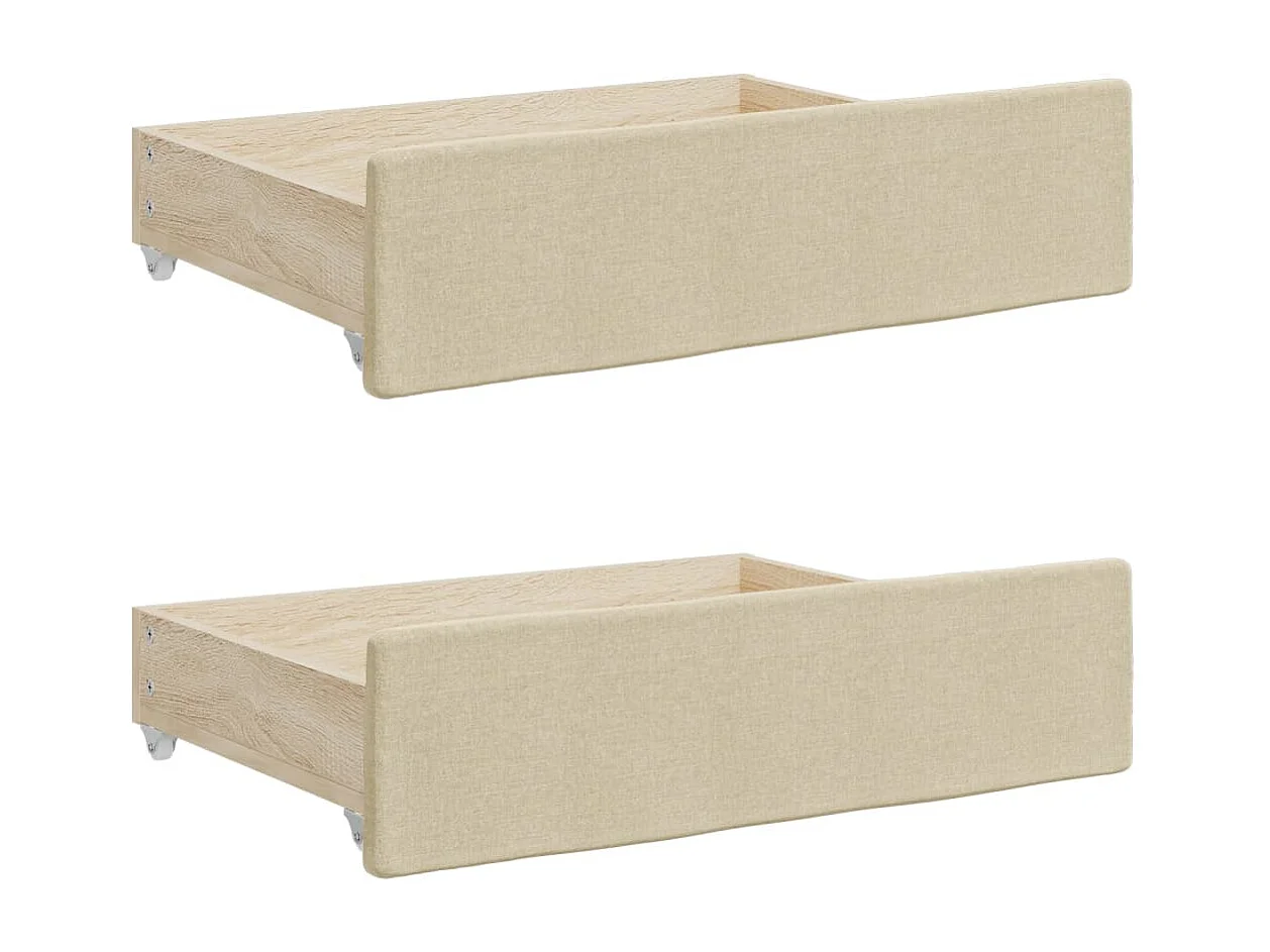 Tagesbett mit Ausziehbett und Schubladen creme 100x200 cm Stoff